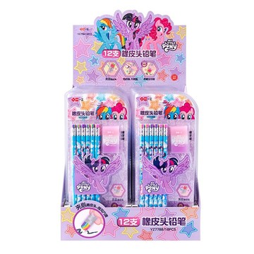 文具 iigen一正 小馬寶莉卡通形象HB鉛筆橡皮擦套組12入裝 彩虹小馬文具 YZ7788