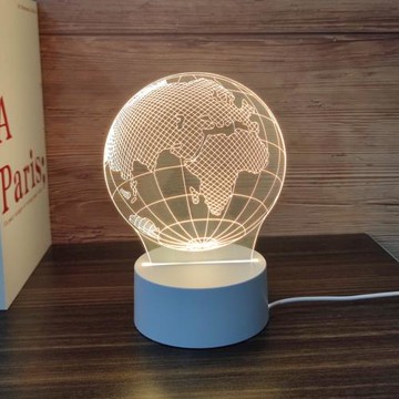 【All Splendid】壓克力夜燈地球 檯燈 床頭燈 臥室燈 生日禮物 usb插電 雷射雕刻 小夜燈 發光底座