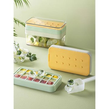 冰塊模具家用硅膠冰格食品級大容量冰箱凍冰塊神器按壓帶蓋制冰盒