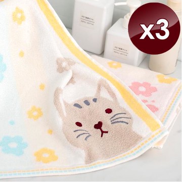 HKIL-巾專家 日系櫻花貓純棉毛巾-6入組