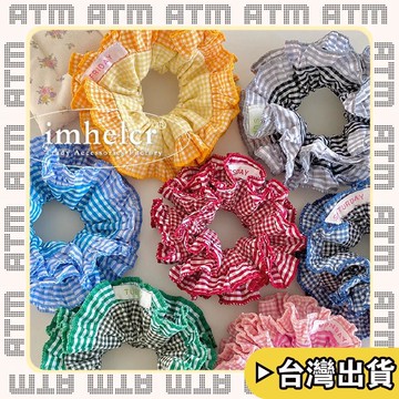 🔥臺灣出貨🔥可開發票✅輕飾時光髮飾一週不重樣~ins博主同款彩色格子花邊大腸髮圈學院風少女發繩