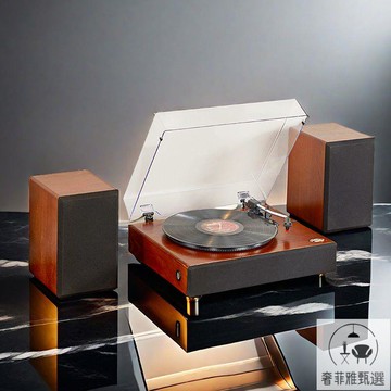 公司貨 保固 桌面黑膠唱片機臺式復古留聲機音響藍牙音箱客廳懷舊古典禮物C66 PDD-129快速出貨