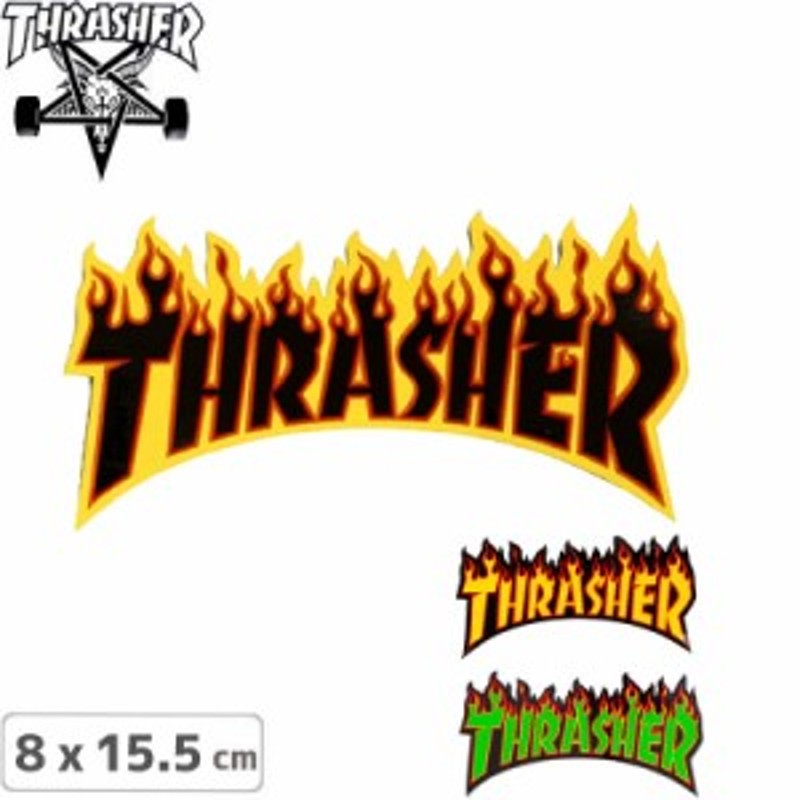 スケボー ステッカー ブランド ロゴ スラッシャー USモデル THRASHER FLAME LOGO 3色 8cm x 15.5cm NO12  LINEショッピング