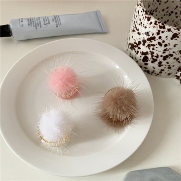 秋冬可愛水貂毛發夾高馬尾毛絨發抓仿皮草小號發爪少女心劉海夾子