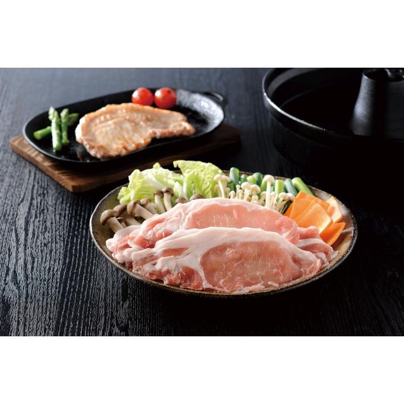 鹿児島県産黒豚ロース肉詰合せ〔ロース肉（しゃぶしゃぶ用）650g×2、ゆずポン酢・ごまだれ各50g×4、ロース肉（とんかつ・ステーキ用）100g×15〕