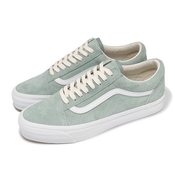 Vans 休閒鞋 Old Skool 36 男鞋 綠 白 Lx Pig Suede 麂皮 鬆餅格紋 板鞋 VN000CQDCPG