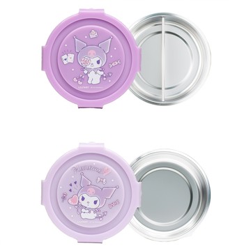 LiLFANT Sanrio 圓形不銹鋼便當盒 2件組 附便當袋  酷洛米款 紫色 + 銀色  1組