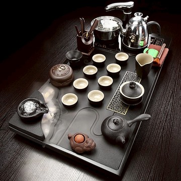 磊白烏金石功夫茶具套裝霧化流水茶盤簡約現代石茶盤家用辦公一體