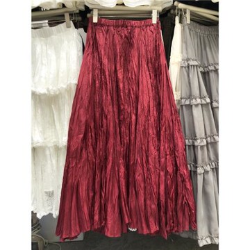 不規則壓褶半身裙女早春洋氣垂感舞蹈長裙子三宅褶皺飄逸大擺傘裙