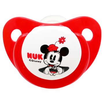 NUK 米奇安睡型矽膠安撫奶嘴 多透氣孔設計 齒列矯正設計 植物成分印花  0個月以上  顏色隨機  1個