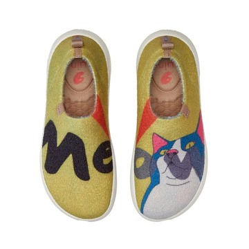 【Utrue 悠初生活】西班牙原創設計 女鞋 懶人鞋 耍萌貓咪2彩繪休閒鞋W1771021-廠商直送