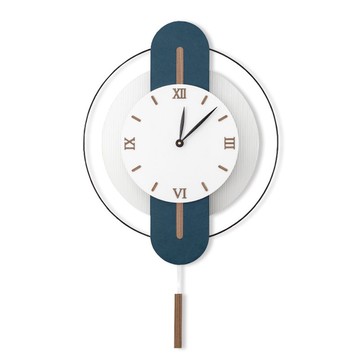 設計時鐘 蒼藍擺鐘  40cm 簡約 原木 撞色 台製機芯