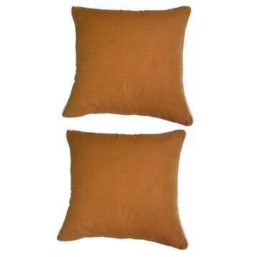 J&N 艾倫素色滾條抱枕2件組  橘色  45 x 45cm
