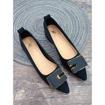 2025年黑豹平底單鞋女新款尖頭百搭舒適軟底一腳蹬奶奶低跟粗跟鞋