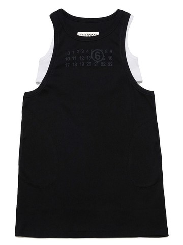 MM6 Maison Margiela Kids - double-layer sleeveless dress - kids - Cotton/Spandex/Elastane - 14 yrs - Black