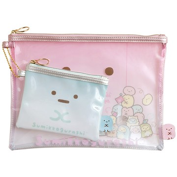 San-X角落公仔粉圓小同伴系列大+小透明化妝包