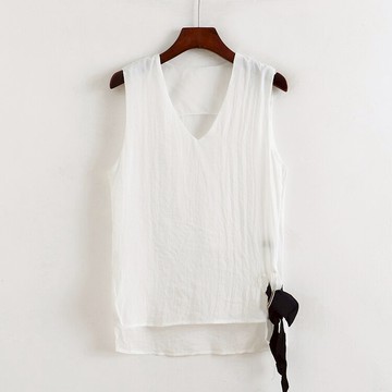 系帶背心 無袖V領打底衫寬松上衣 女夏季新款T恤衫F/20-4