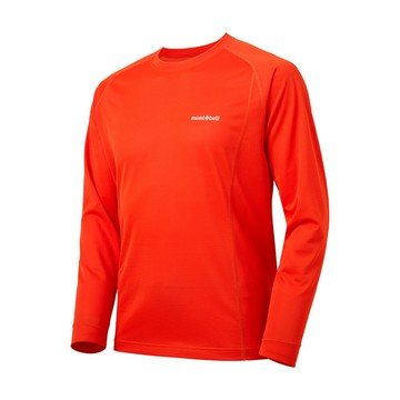 mont-bell 日本 cool l/s t男排汗長袖t橘1114629/排汗衣/薄長袖/防曬