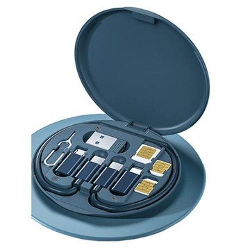 多功能充電線快充一拖三數據線手機通用多轉換頭收納盒手機支架