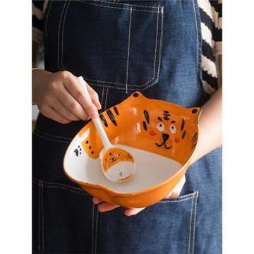 日式碗家用泡面碗飯碗陶瓷碗吃飯的碗好看的碗老虎餐具可愛兒童