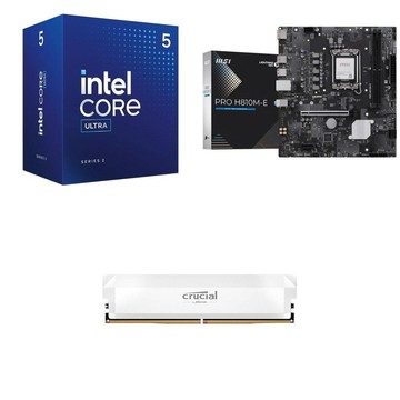 Intel 〈鈔省價〉Core U5 225F+微星 PRO H810M-E D5主機板+美光 16G 記憶體《白》