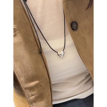 韓國輕奢吊墜飾品小眾純銀愛心配飾項鏈女頸鏈銀項鏈銀飾長鎖骨鏈