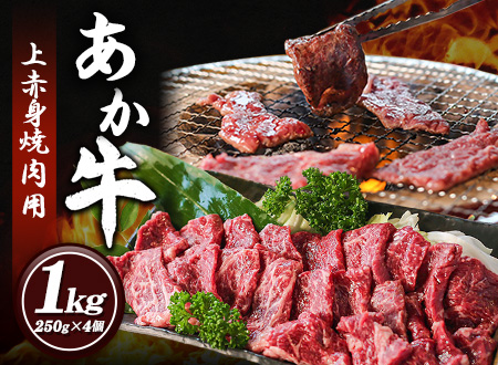 あか牛 上赤身焼肉用 1kg (250g×4個) 有限会社幸路《60日以内に順次出荷(土日祝を除く)》 あかうし 赤牛 焼肉 冷凍 小分けパック---so_fhakjakay4_60d_21_37000_1kg---