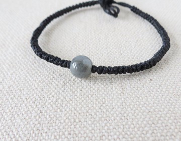 本命年【幸運石】冰烏雞翡翠絲光編織手鍊*AS11*招財、開運、避邪