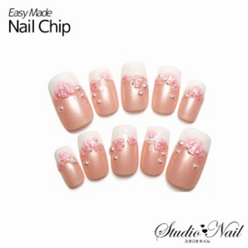 ジェルコーティング付き オーダー ネイルチップ ホワイトフレンチ ピンク バラ エレガント Ks 通販 Lineポイント最大1 0 Get Lineショッピング