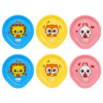 Edison 兒童餐盤組 20*21.5cm  藍色獅子 + 粉色白兔 + 黃色貓頭鷹  2組