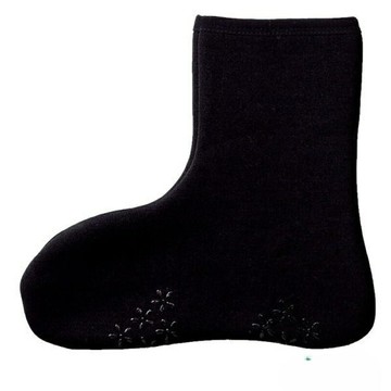 日本 Poka 保暖襪-黑色 短襪 裏起毛 襪套 室內拖鞋 防滑鞋底 襪子 地板襪 柔軟保暖＊夏日微風＊