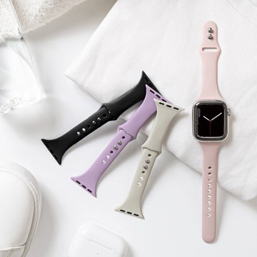 Apple Watch 44/45/46/49mm 仕女矽膠雙扣錶帶