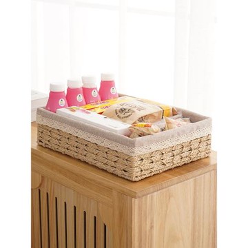 藤編收納筐茶幾收納盒口罩鑰匙零食化妝品整理盒桌面收納籃雜物藍