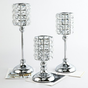 浪漫婚慶燭光晚餐酒店輕奢歐式水晶燭臺現代簡約餐桌羽毛蠟燭擺件