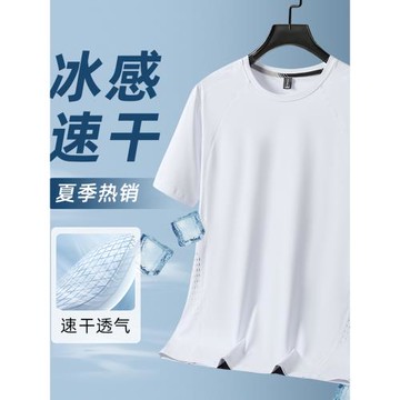 大碼短袖t恤男夏季男士胖子跑步透氣健身冰感速干衣男款運動上衣