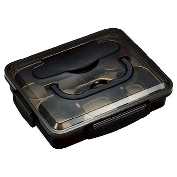 頂規可手提分隔式便當盒  黑色  1個