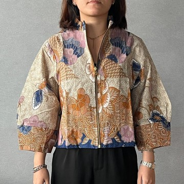 【INBATIC】YURA - BATIK OUTER 知性泡泡袖短外套 - Golden Blue