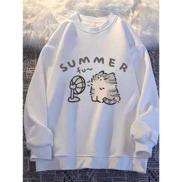 中大童秋冬圓領衛衣女童ins韓版純棉女孩卡通印花學生加絨上衣