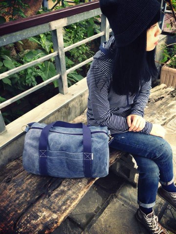 旅行的意義/波士頓包/肩背/斜背/後背/手提/旅行袋/水洗藍