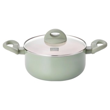 Cookin IH電磁爐適用 陶瓷塗層不沾雙耳湯鍋  1個  20cm  綠色