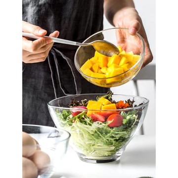 北歐簡約透明玻璃碗家用創意水果沙拉碗甜品碗小碗蔬菜早餐碗湯碗