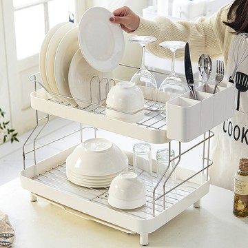 廚房碗架瀝水架雙層碗碟大容量伸縮家用多功能水槽不銹鋼收納臺式