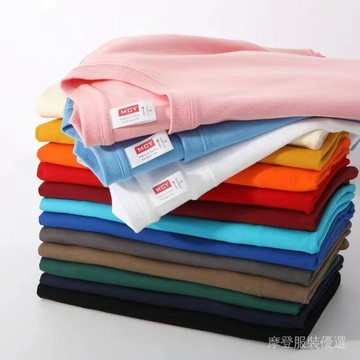⚡新春特惠⚡ 200克純棉 T恤男女衕款 純色圓領短袖 班服廣告衫來圖印製logo批發 NK9X