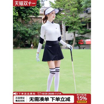 高爾夫服裝女士韓版長袖T恤polo衫個性撞色運動女裝衣服套裝上衣