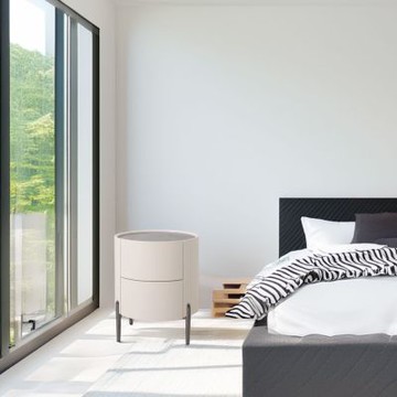 文創集 科利亞1.5尺岩板二抽圓形床頭櫃-44x44x54cm免組