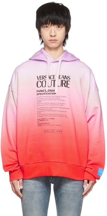 Versace Jeans Couture 粉色 & 橙色棉质连帽衫