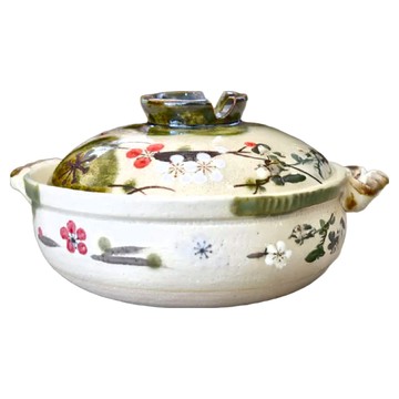 織部梅 7號砂鍋 - 日本製 寬: 25.5cm 含蓋高: 13cm 滿水容量: 1100mL 材質: 陶瓷  1個