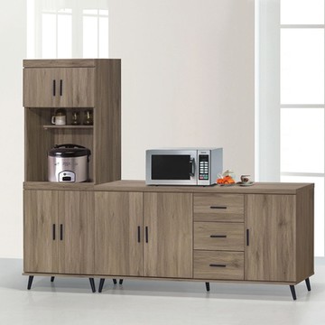 MUNA家居   灰橡色7.3尺L型餐櫃組(6026+6029)  220.5X40X180cm