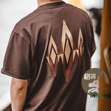 全館免運  美式復古印第安納瓦霍刺繡T恤純棉透氣短袖圓領短袖男潮 可開發票-Misaki精品