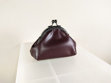 暗紅咖啡的真皮零錢包(口金包款)